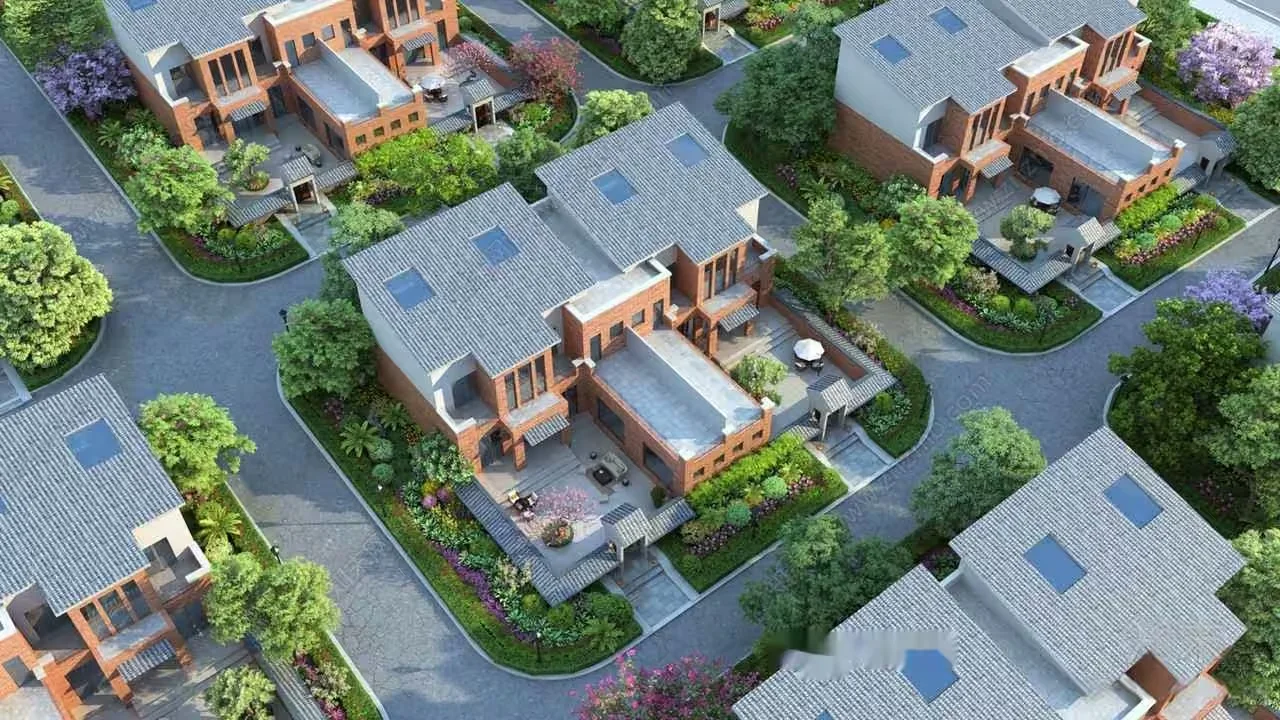 Tiled Roof Houses 3D Model – 14071 – VRAY Render