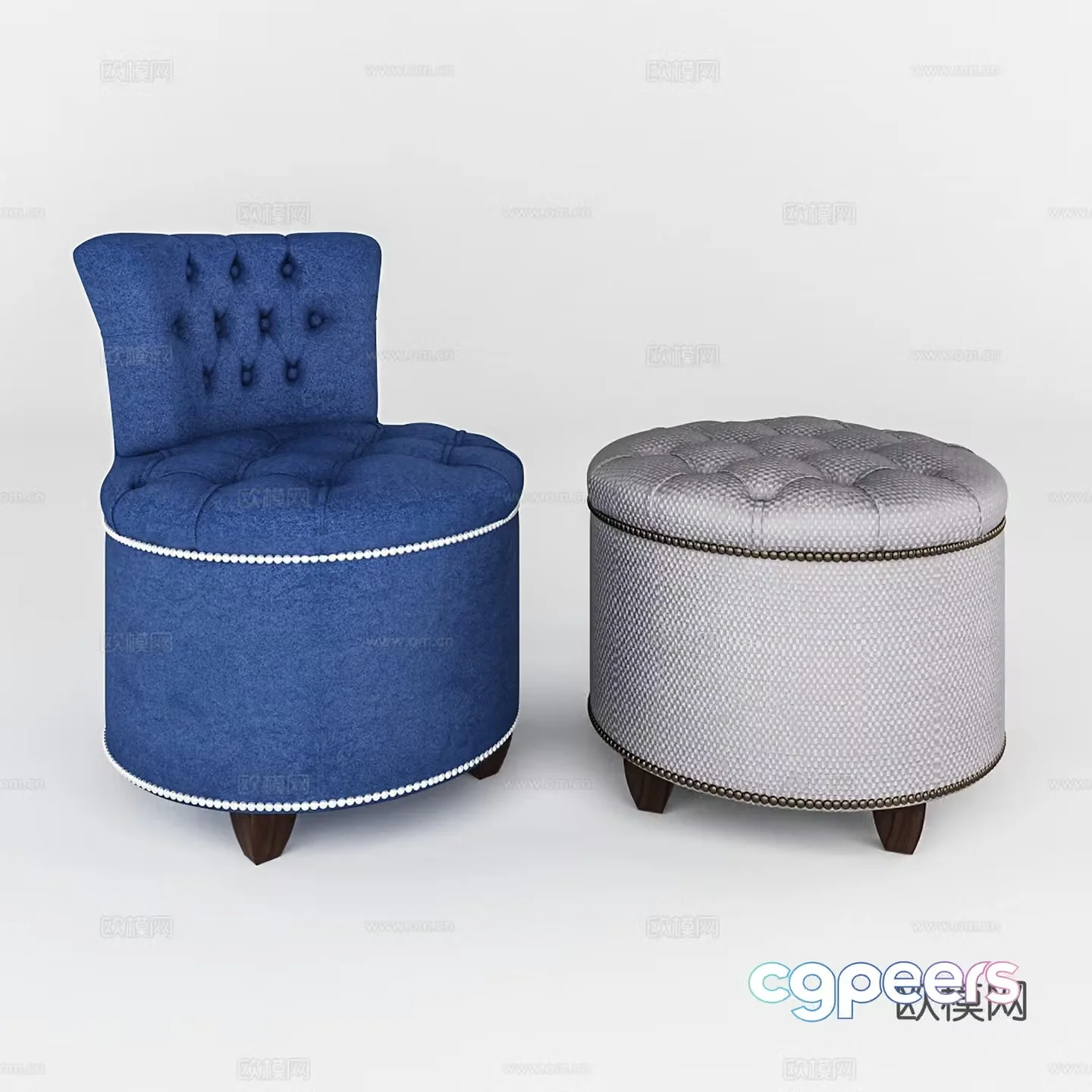 Modern makeup stool sofa stool round stool 3d model