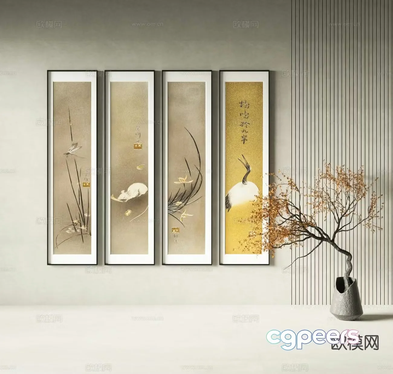 Chinese style hanging painting decorative painting 3d model