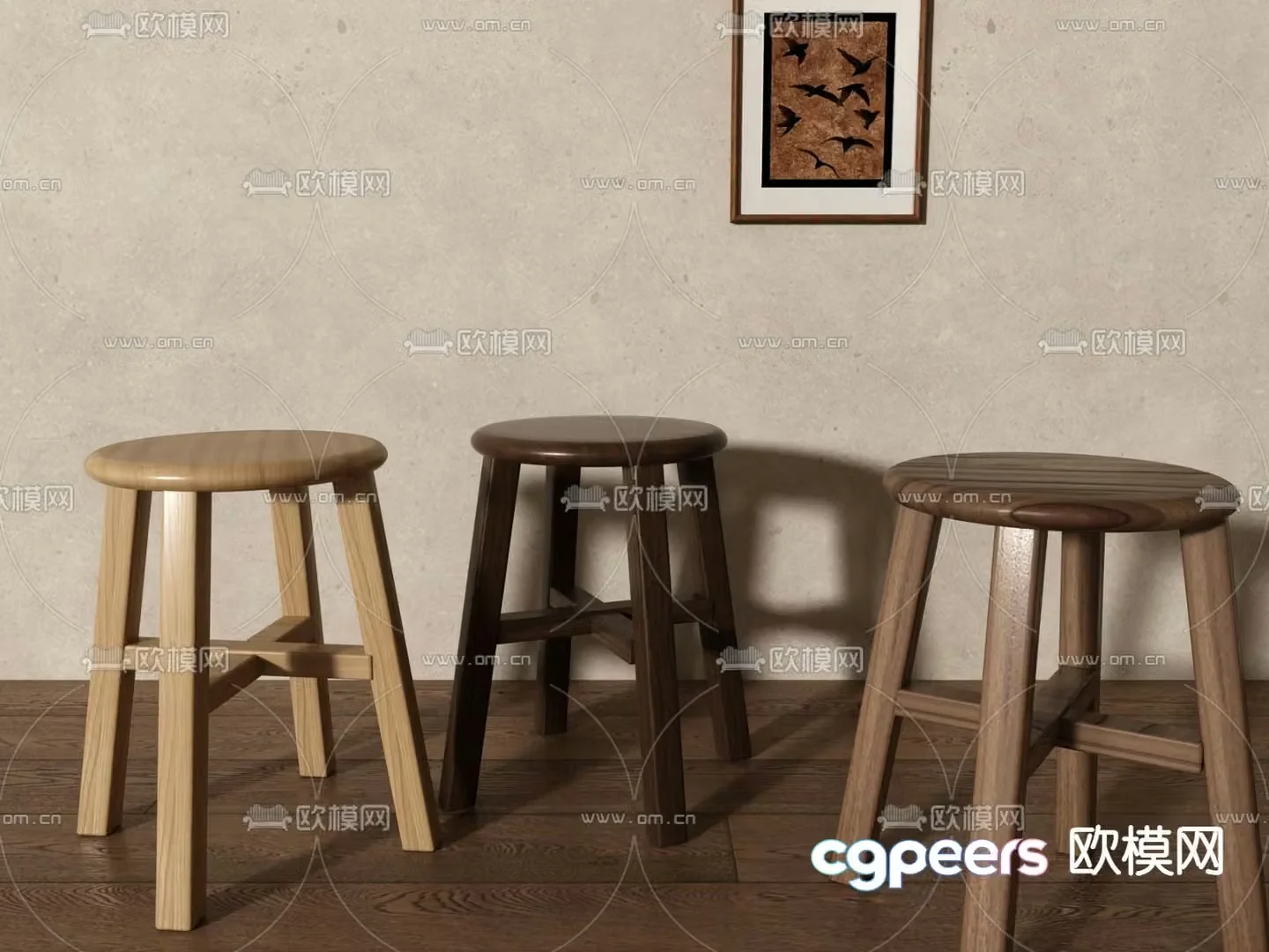 Stool round stool 3d model
