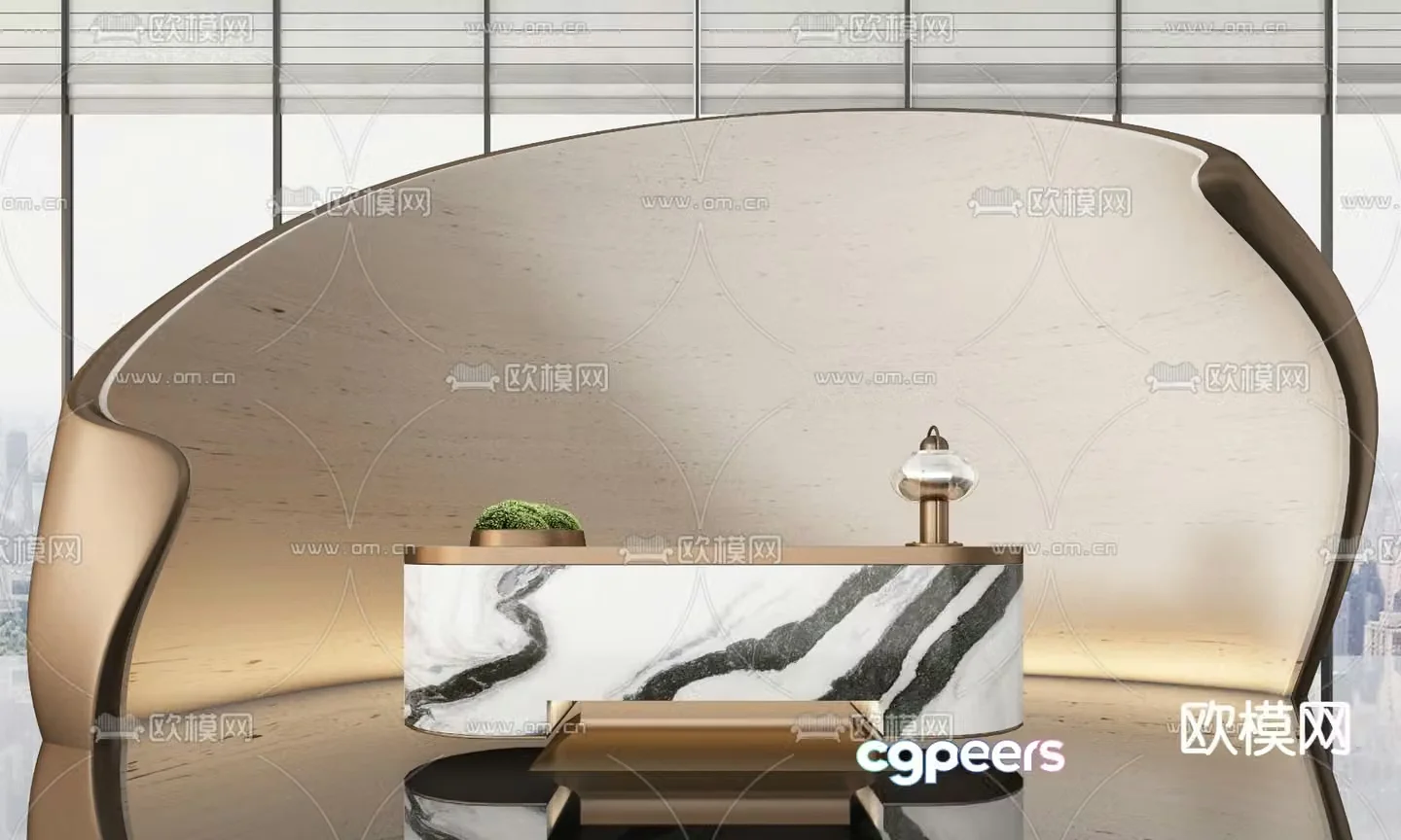 Modern front desk reception desk service desk 3d model