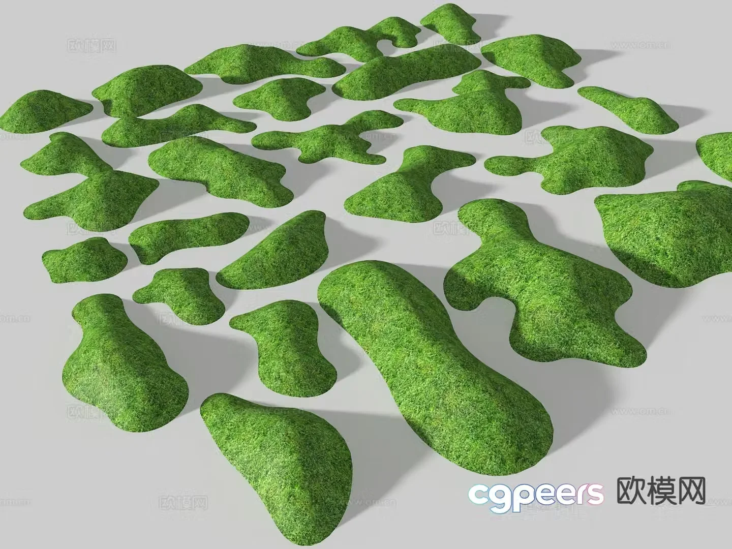 Mountain terrain micro landscape mountain col grass slope 3D model