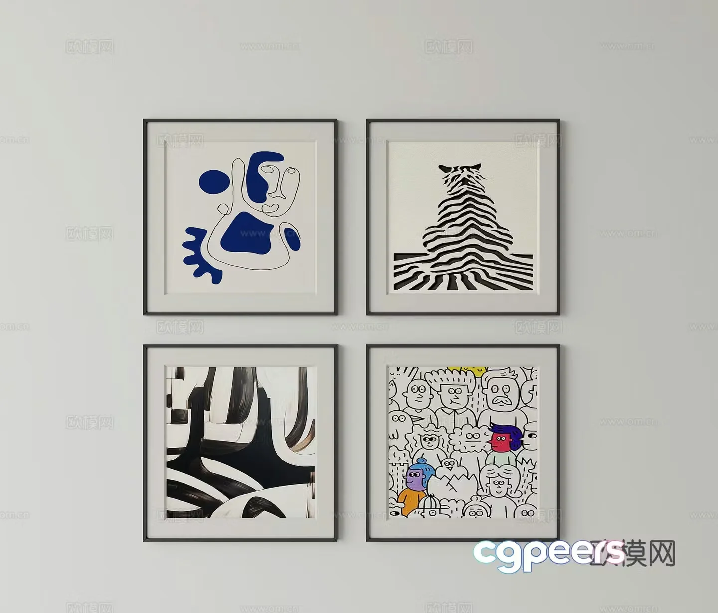 Modern combination hanging painting abstract 3d model