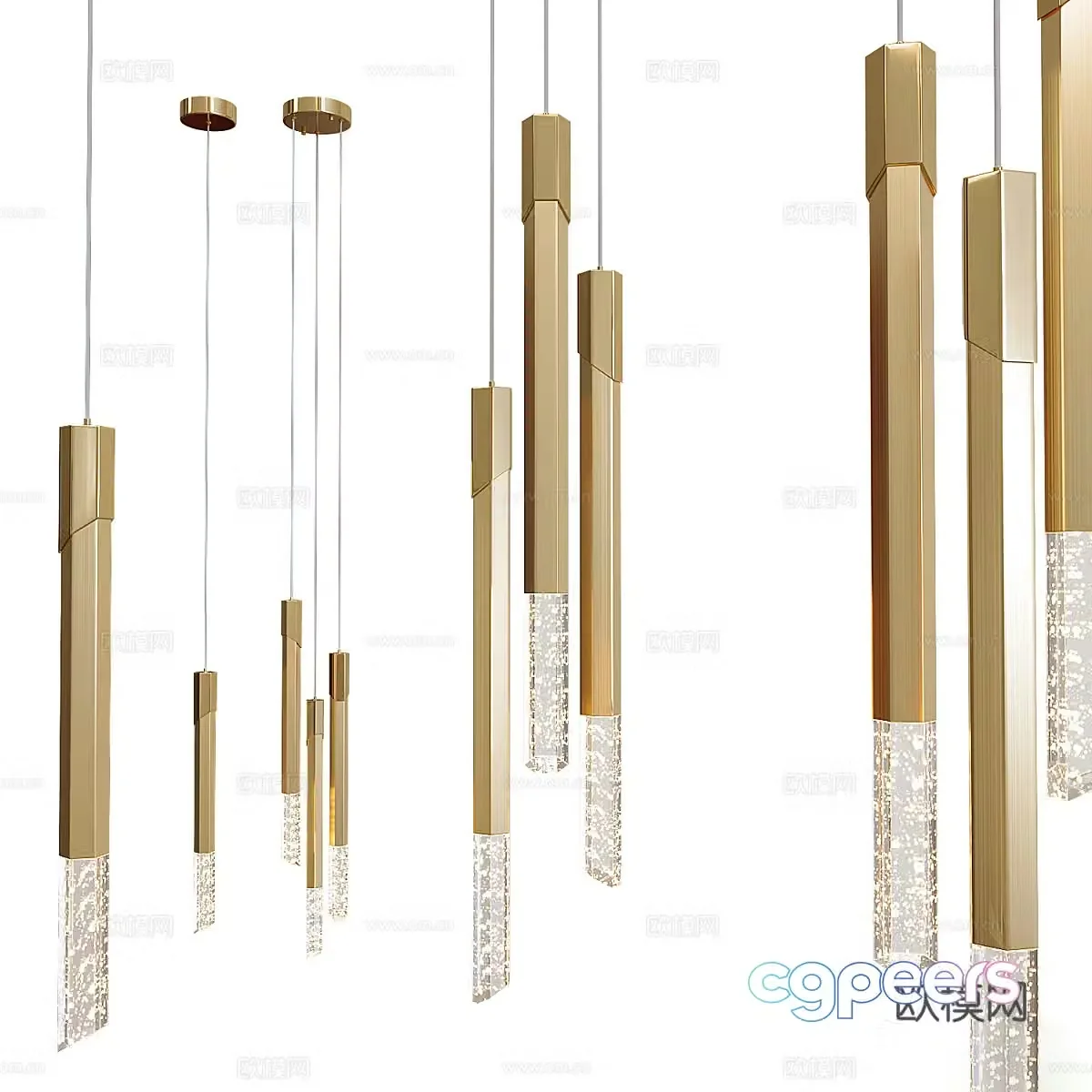 Modern light luxury decorative chandeliers 3d model