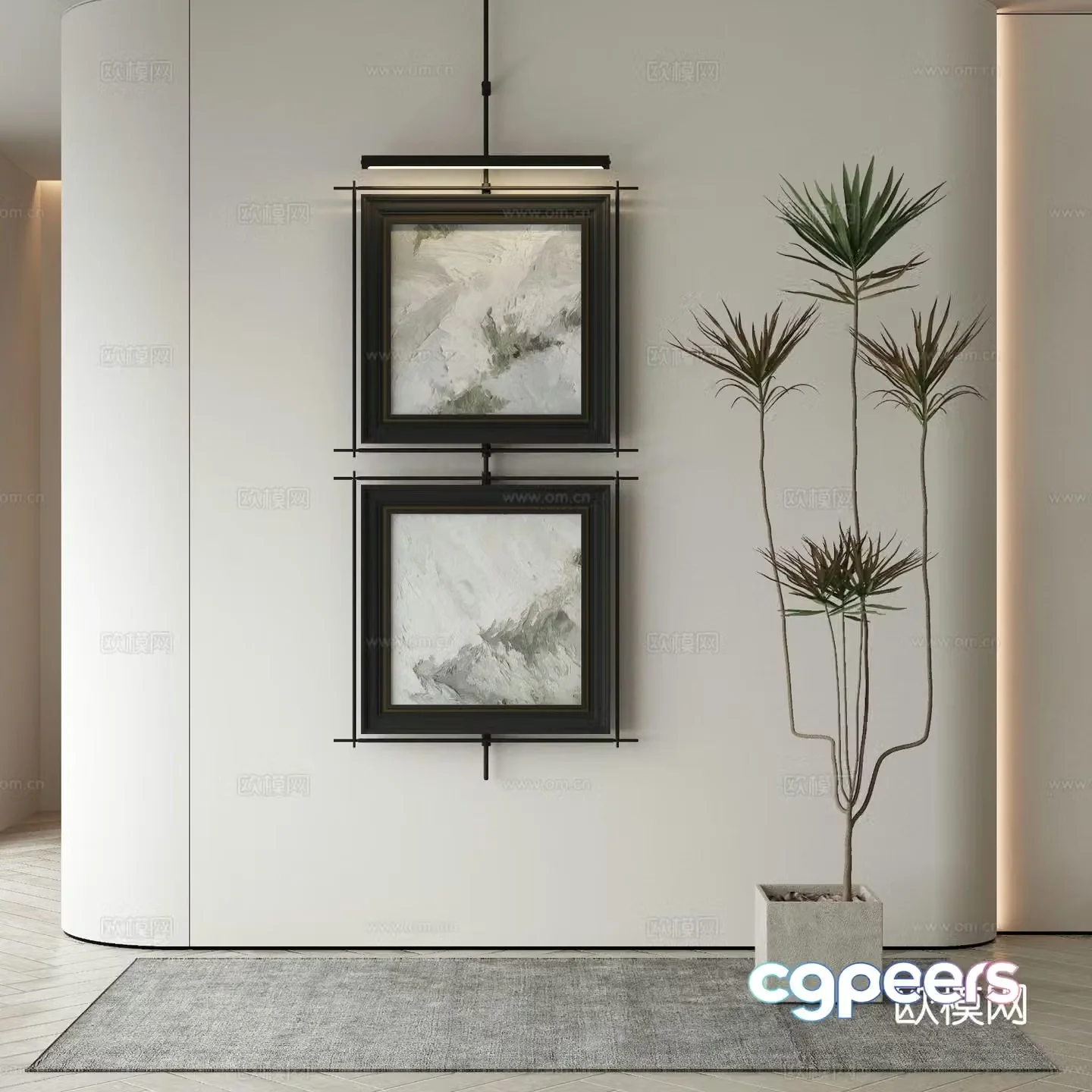Modern texture painting decorative painting 3d model