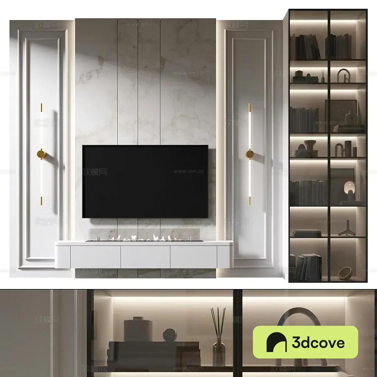 Modern light luxury TV background wall