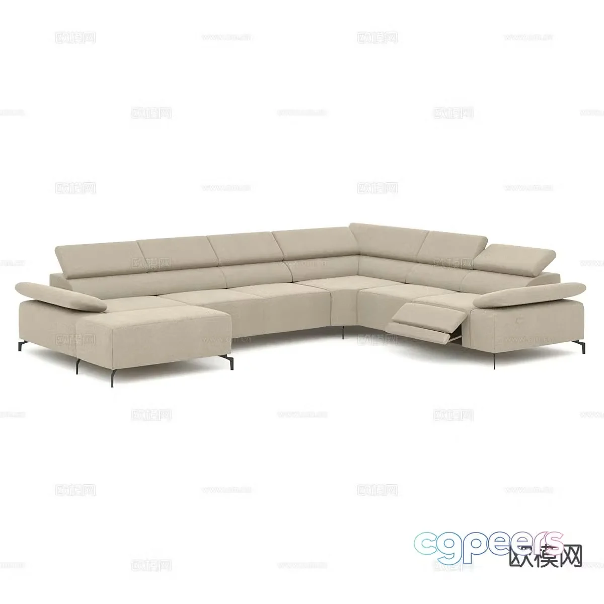 Modern corner sofa multi-person sofa 3d model