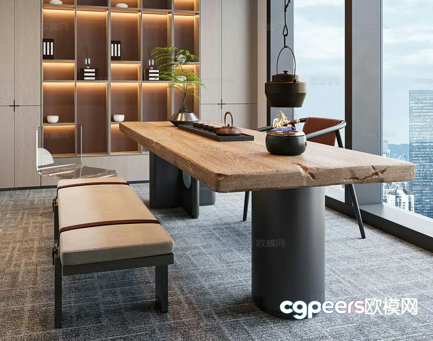 New Chinese style tea table tea table 3d model