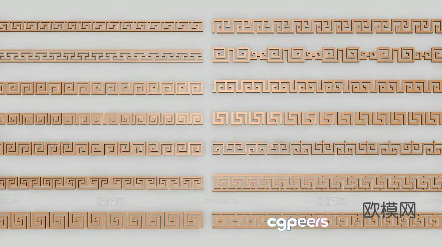 3d model of Chinese style fringe lines