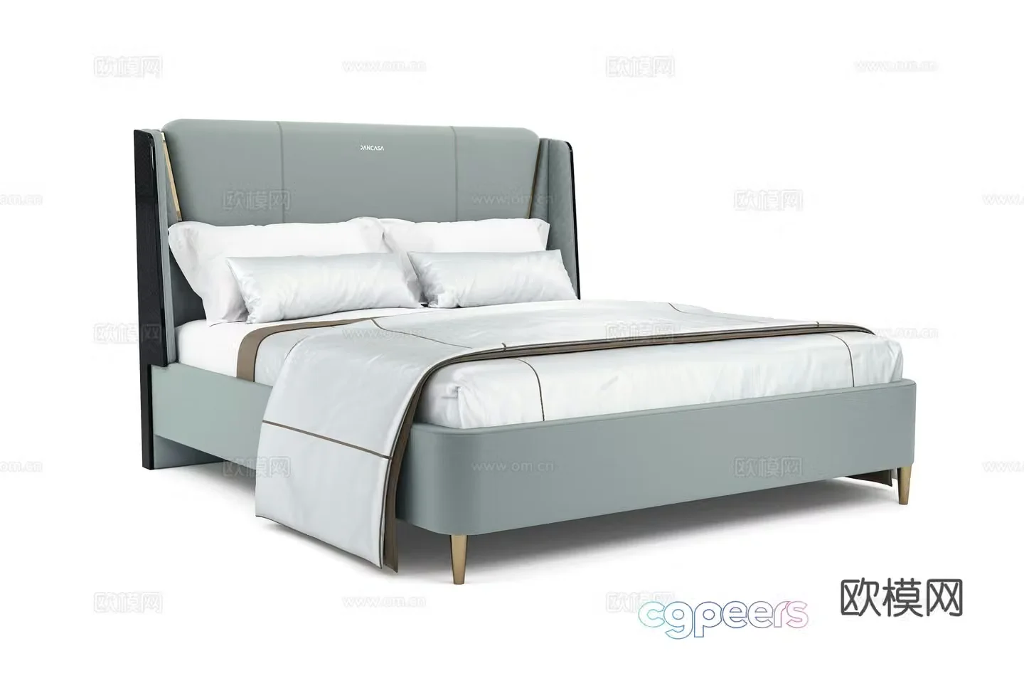 Modern double bed 3d model
