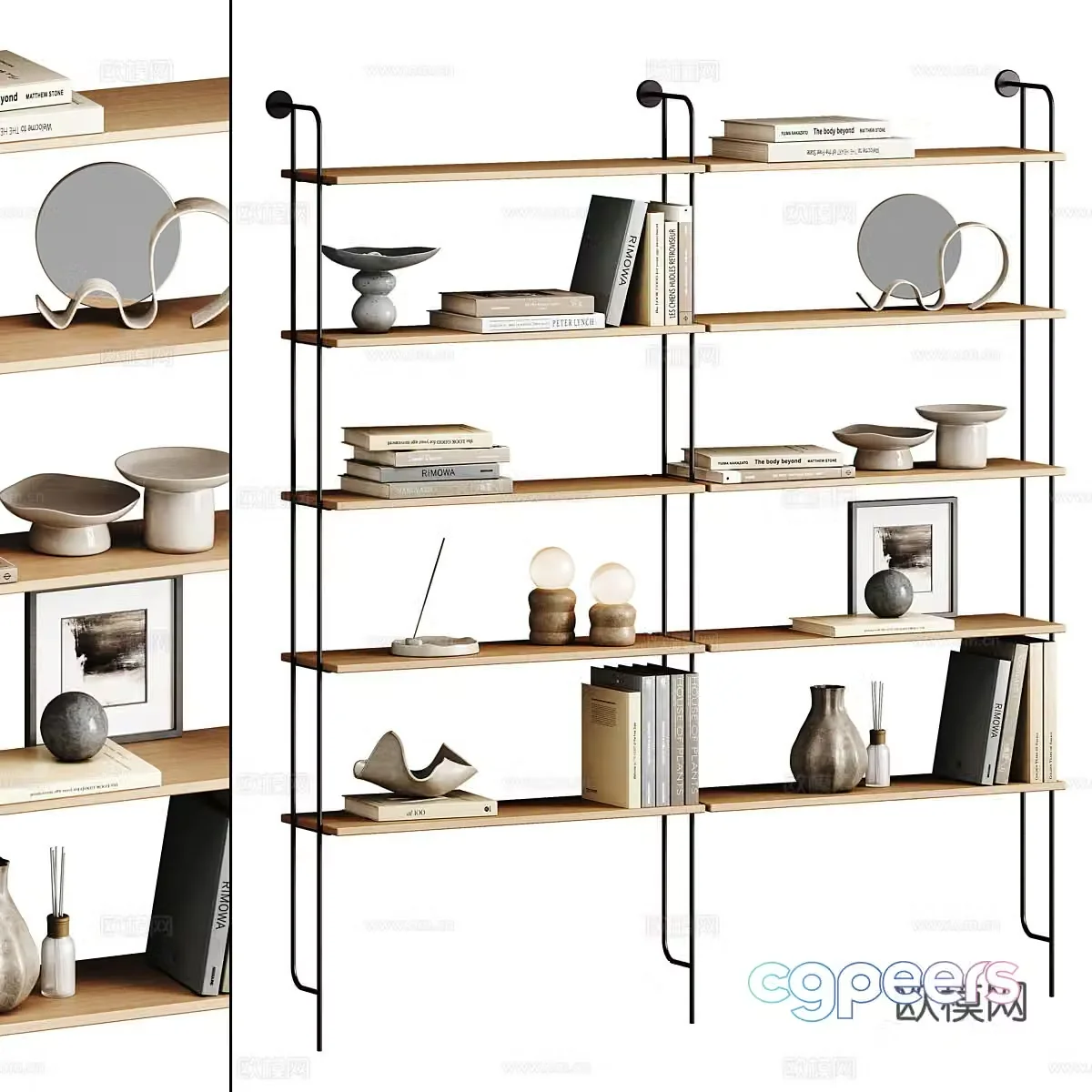Modern minimalist decorative shelf bookshelf 3d model