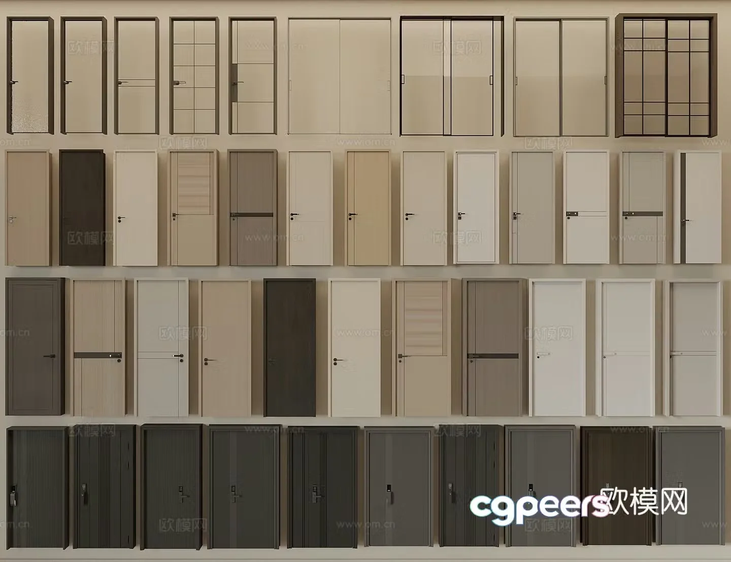 Modern bedroom door entrance door flat door double and double door top door 3d model