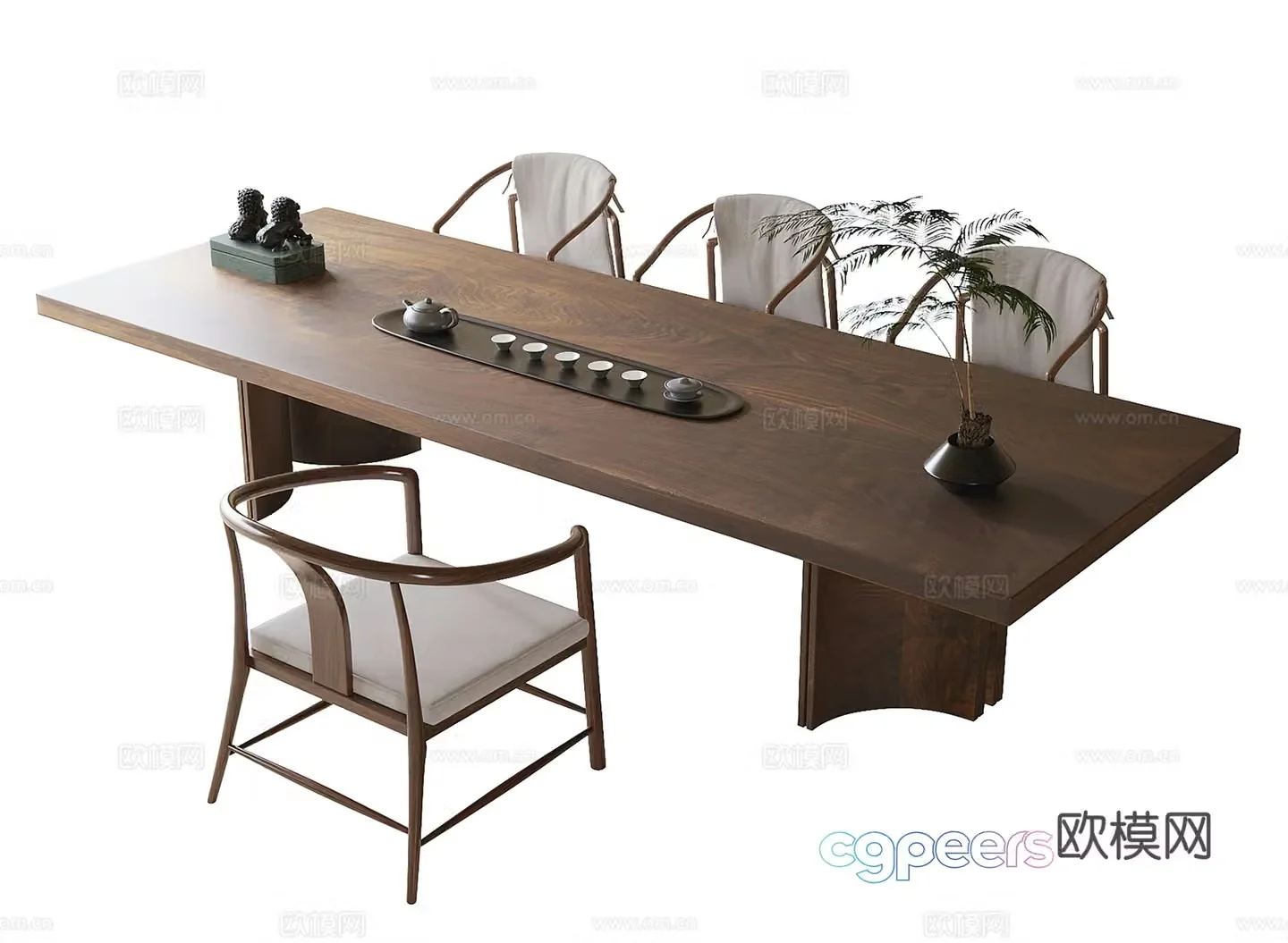 Modern tea table and chair combination tea chair tea set ornament 3D model