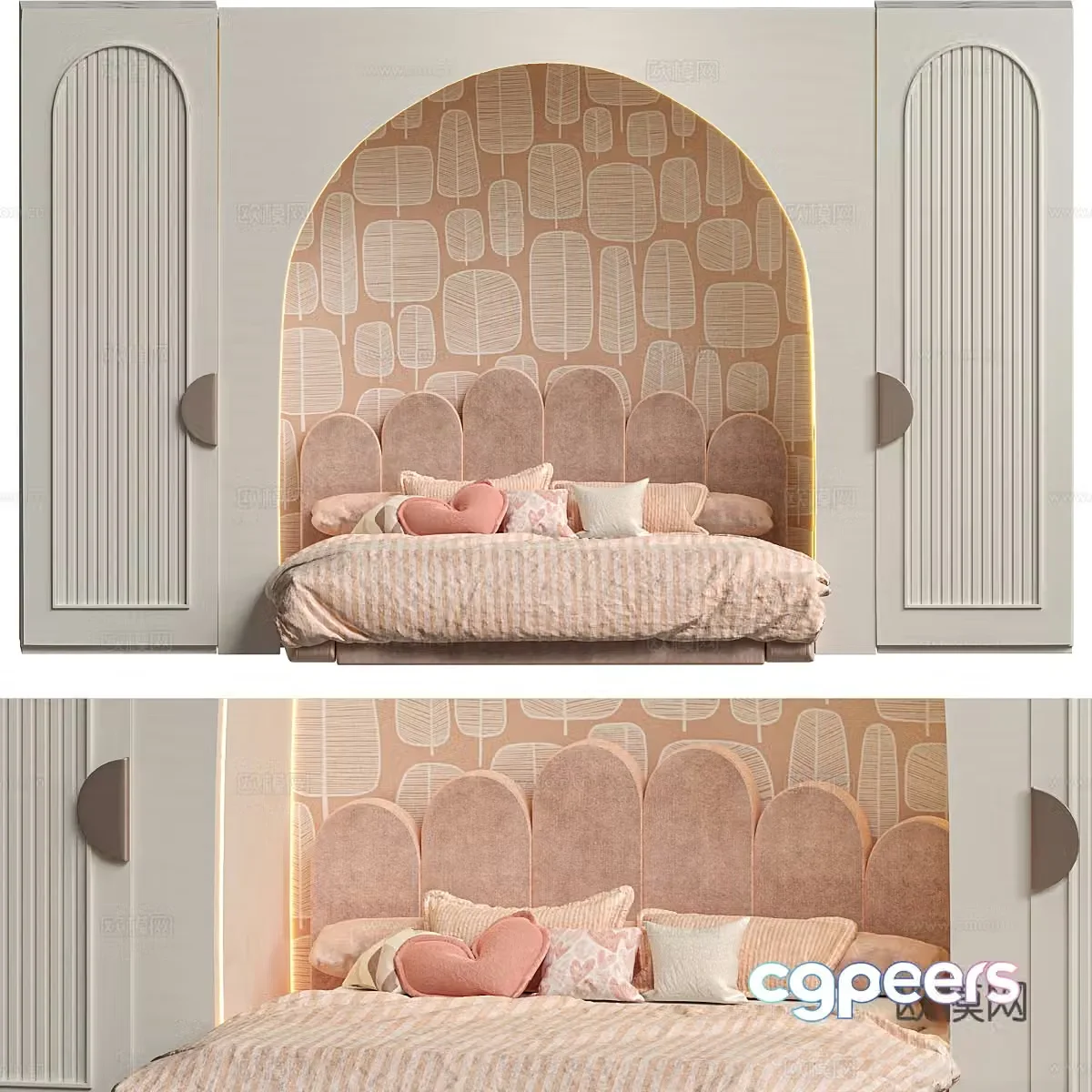 Modern cream style children’s folding bed 3d model