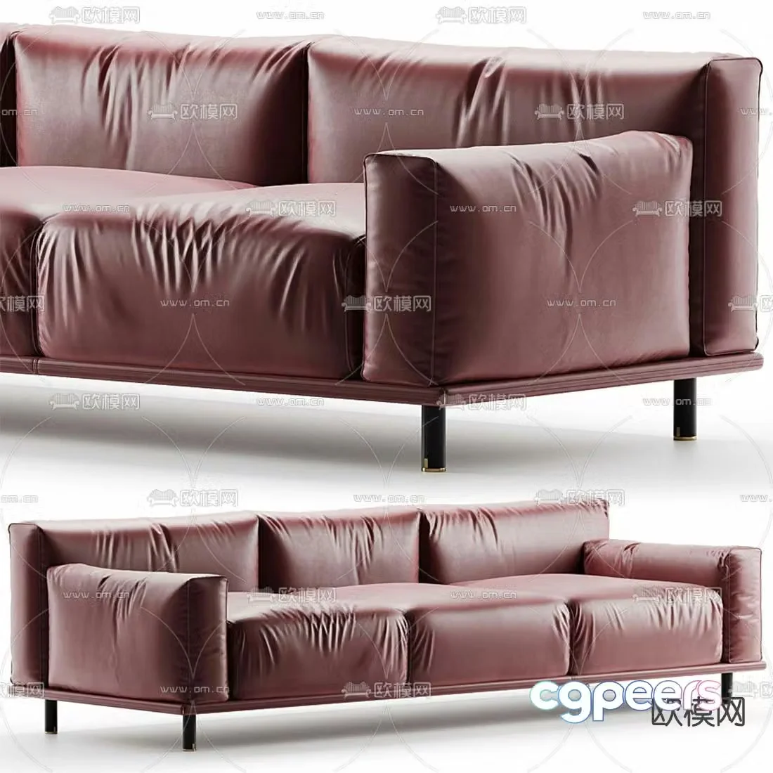 Meridiani modern leather multi-seat sofa 3d model