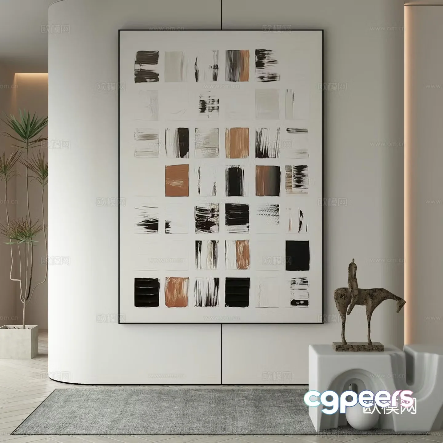 Modern decorative painting abstract painting hanging painting 3d model