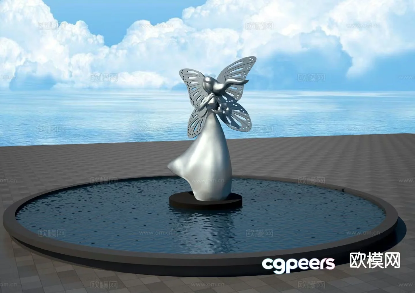 Little Angel Sculpture Landscape Sculpture 3D Model