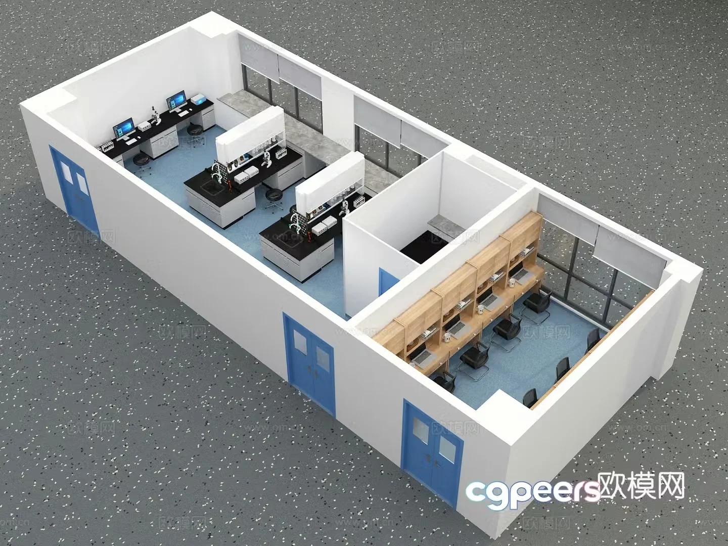 Modern laboratory aerial view 3d model