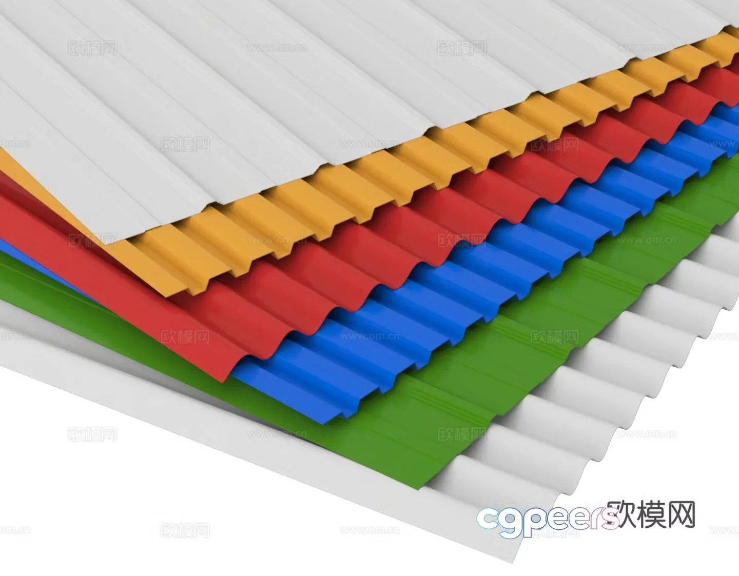 Colorful steel tile iron tile iron tile 3D model