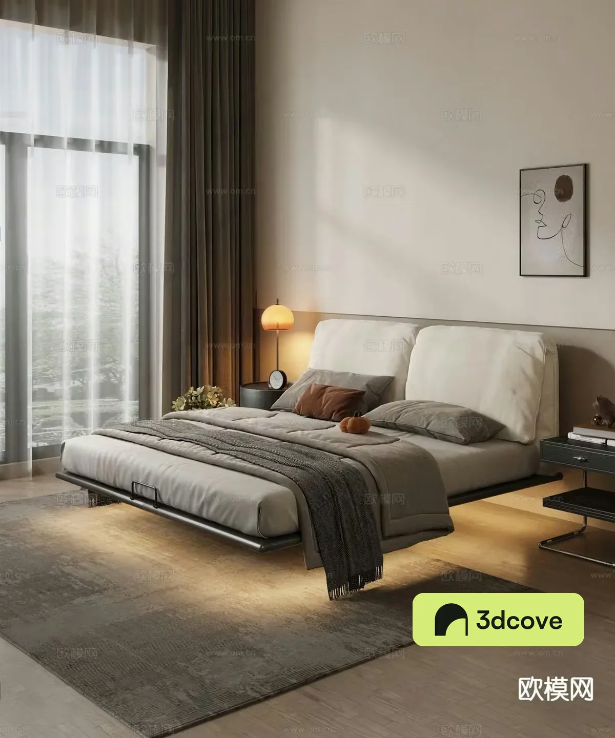 Modern suspended bed double bed
