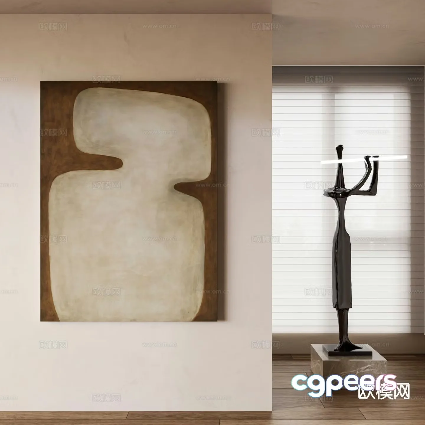 Medieval style abstract painting sculpture 3d model