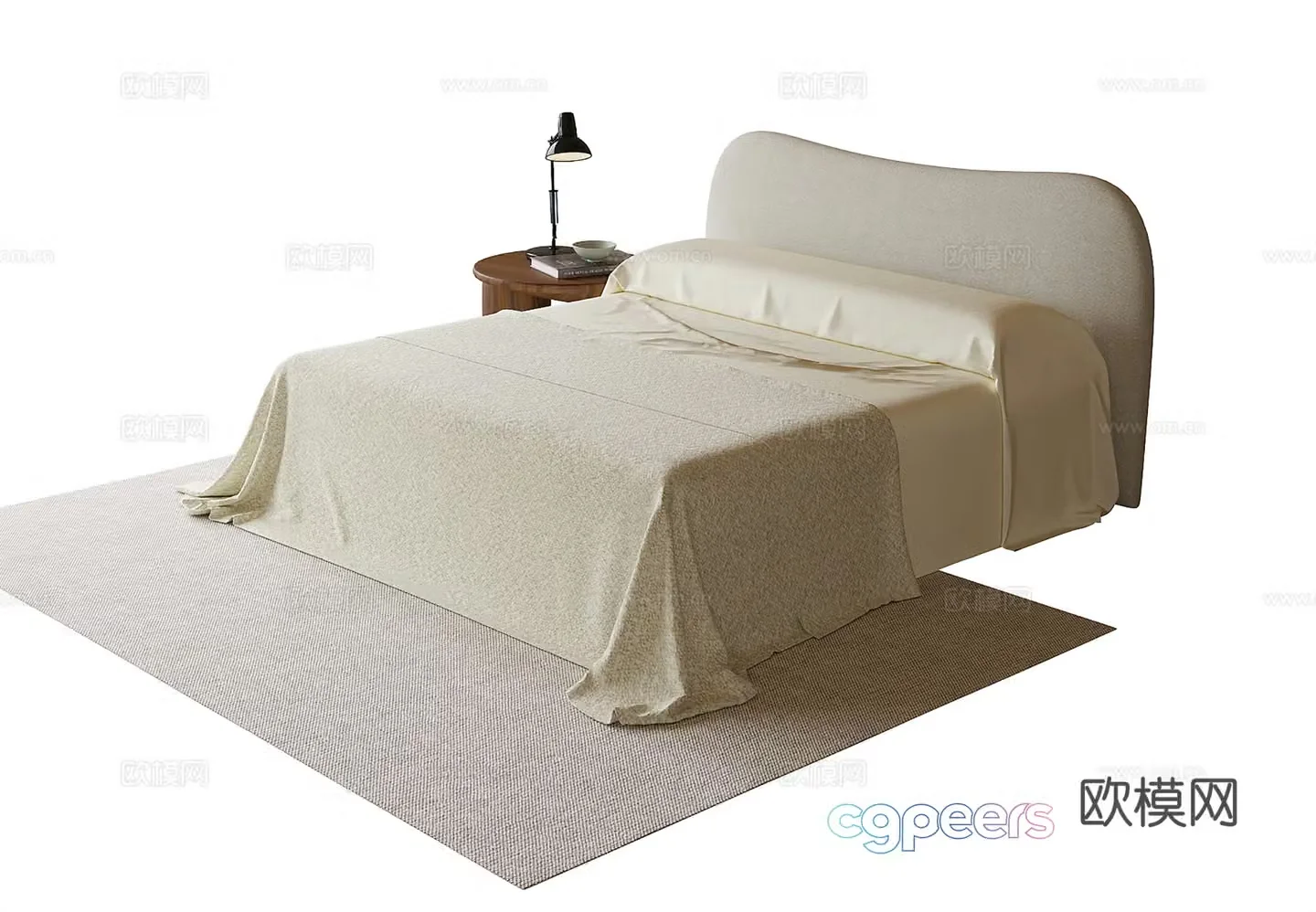 Medieval style double bed 3d model