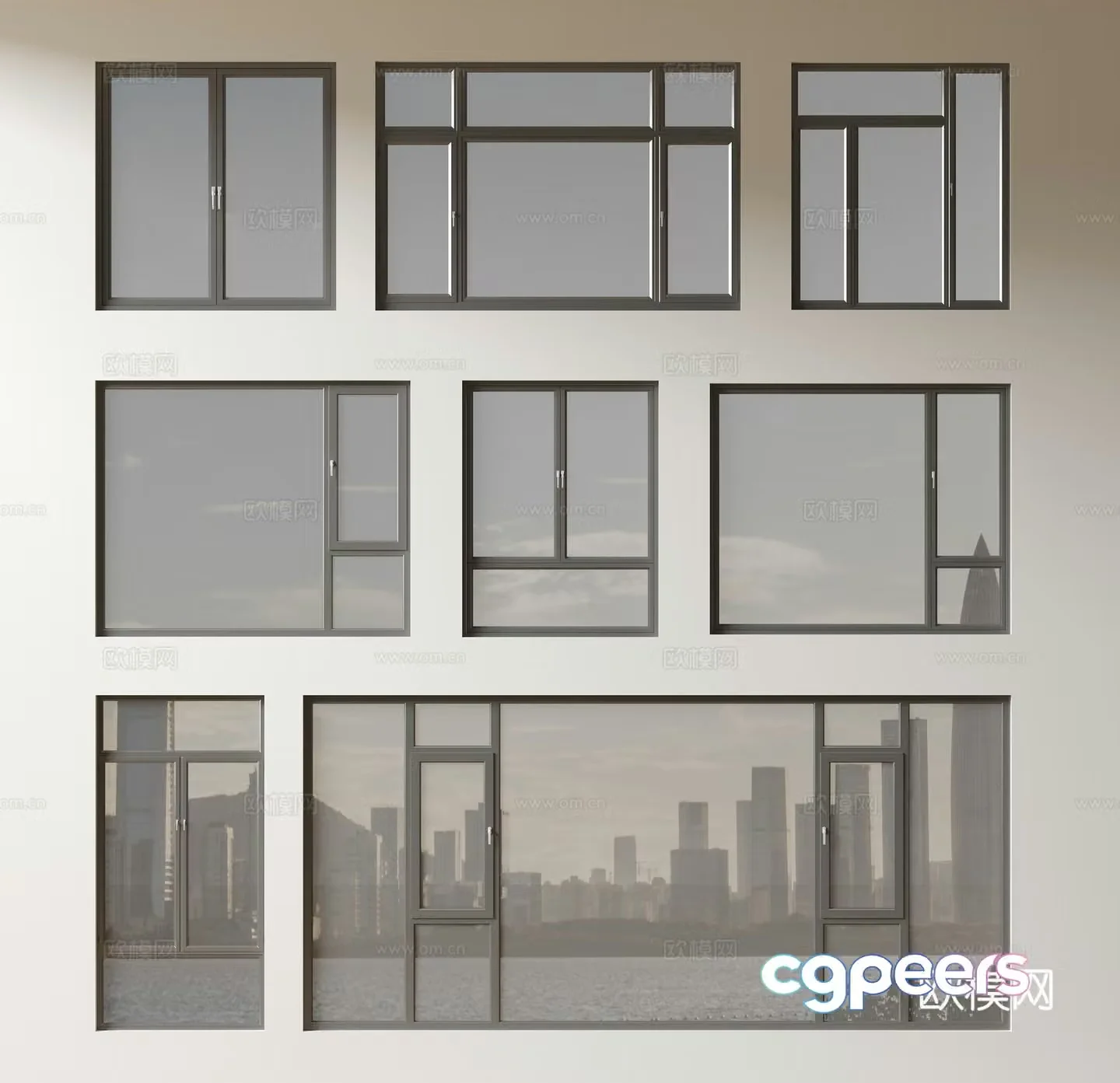 Modern windows floor-to-ceiling windows balcony windows sliding windows 3d model