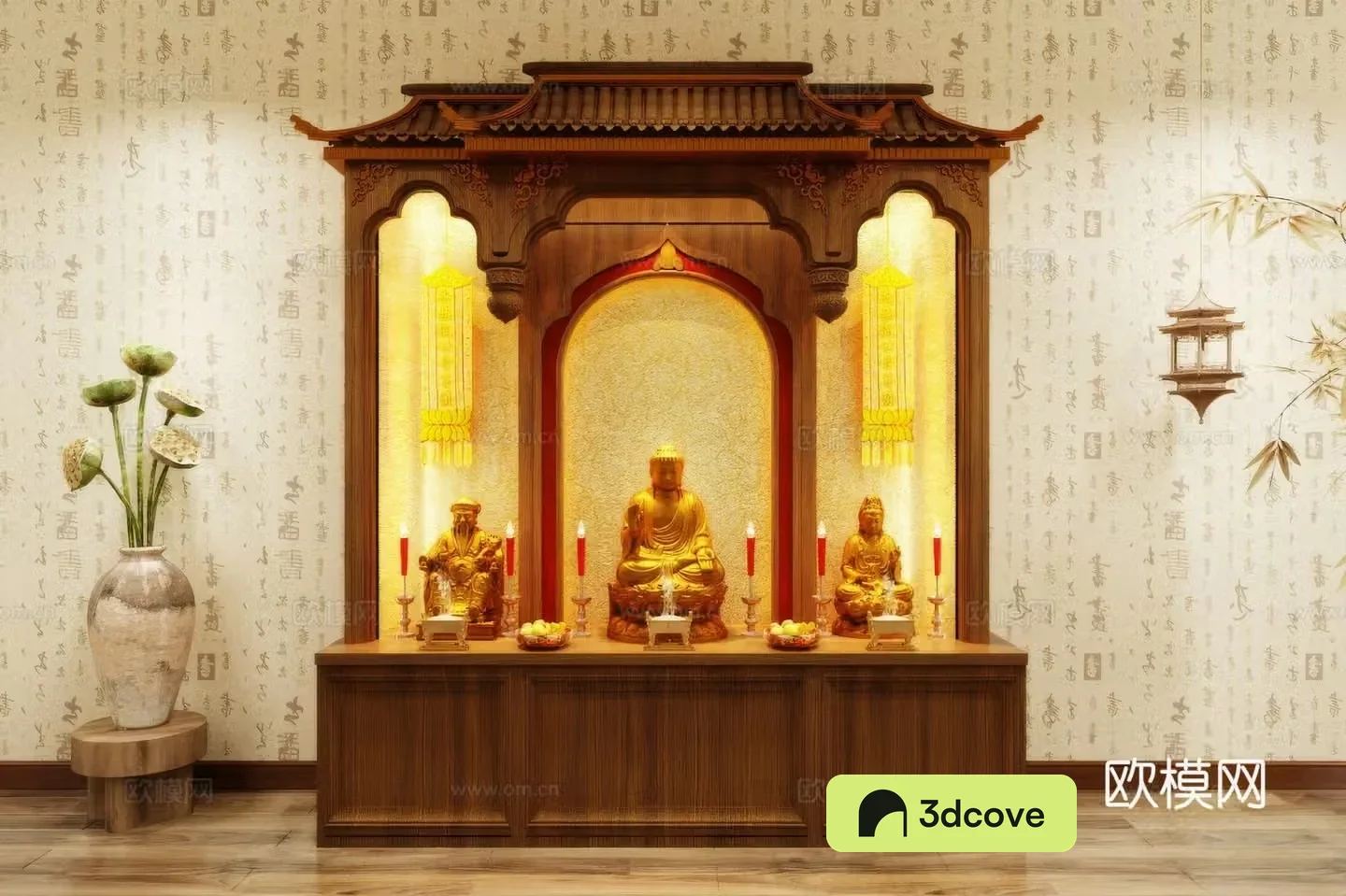 Buddha niche shrine hostel incense stove candle holder