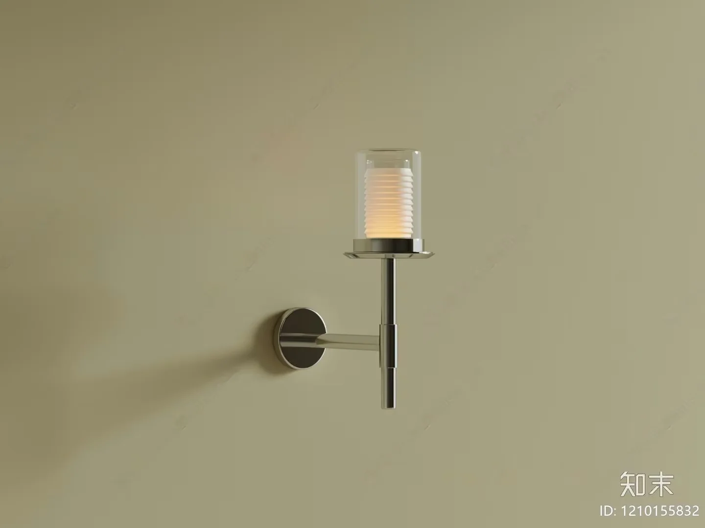 A Silver Light Fixture With A White Shade 3D Model – 2410 – VRAY Render