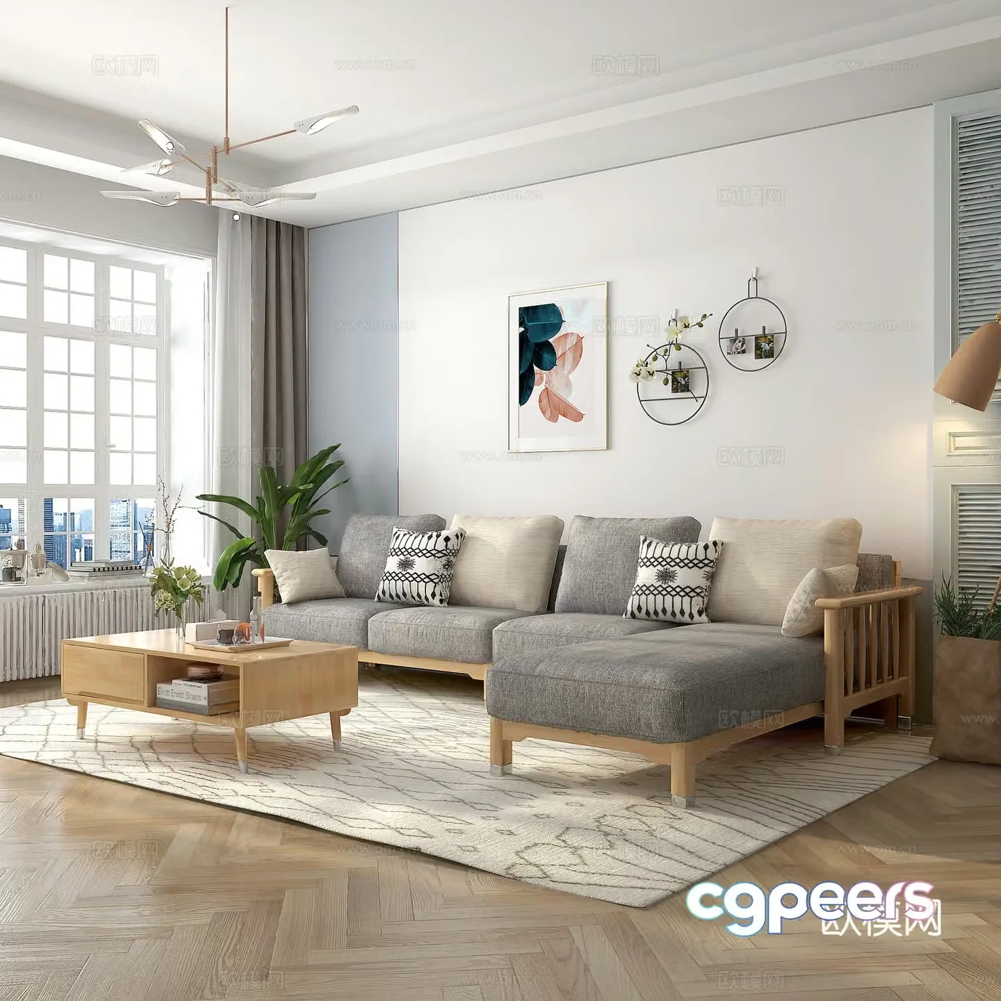 Nordic living room sofa 3d model