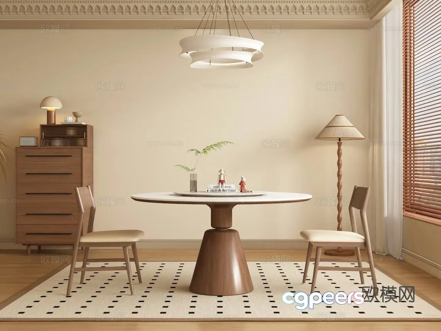 Medieval style dining table and chairs 3d model