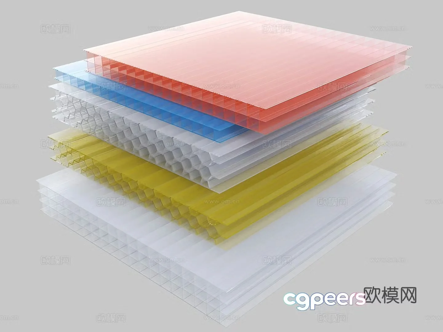 Sunshine board transparent tile canopy carport thermal insulation board honeycomb daylighting tile double-layer endurance board sunshine 3D model