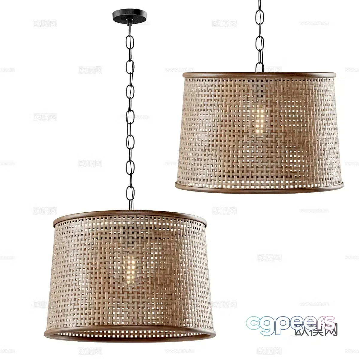 New Chinese style log vine chandelier rattan chandelier 3D model