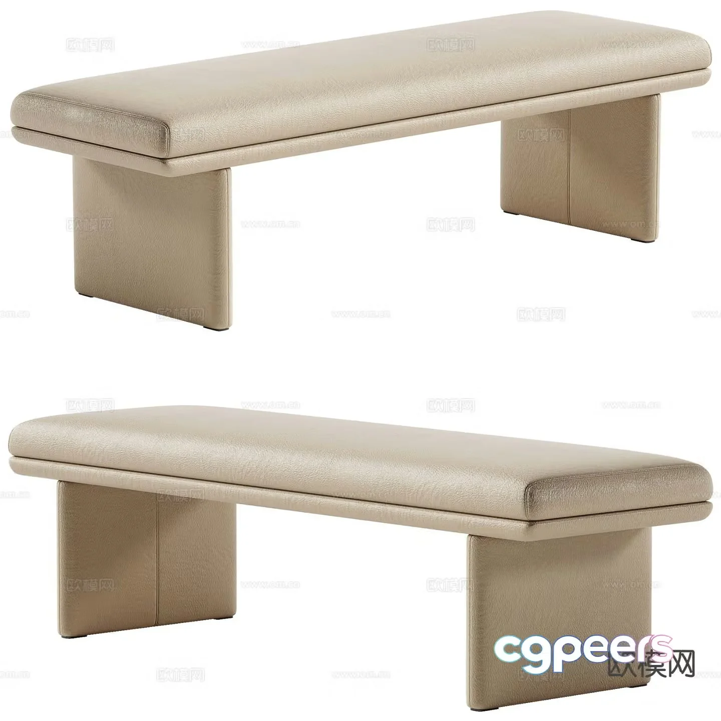 Modern bench bed end stool 3d model
