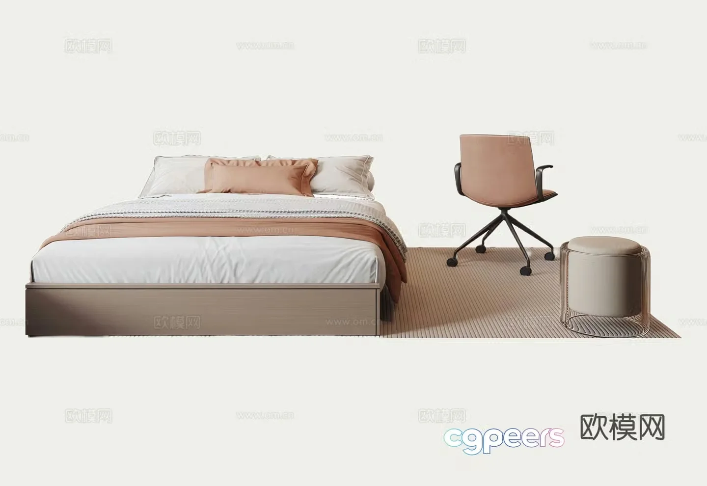 Modern single bed single sofa 3d model