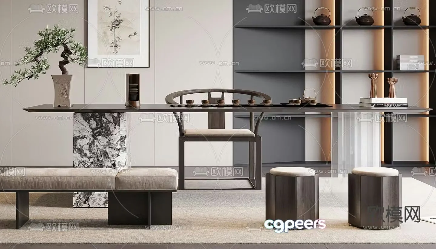 Modern tea table tea table 3d model