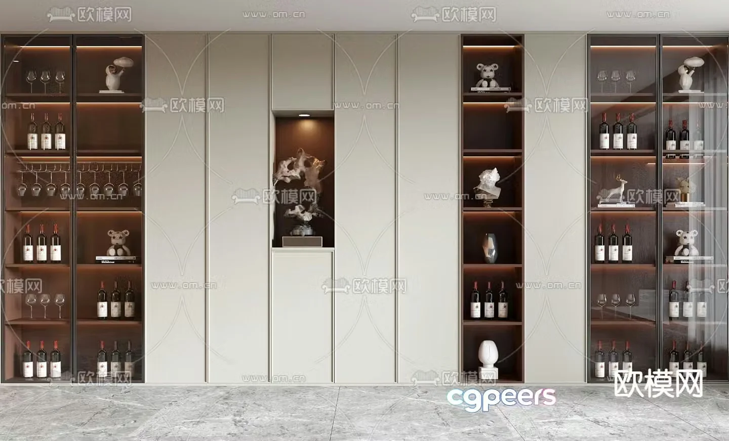 New Chinese style wine cabinet sideboard 3D model
