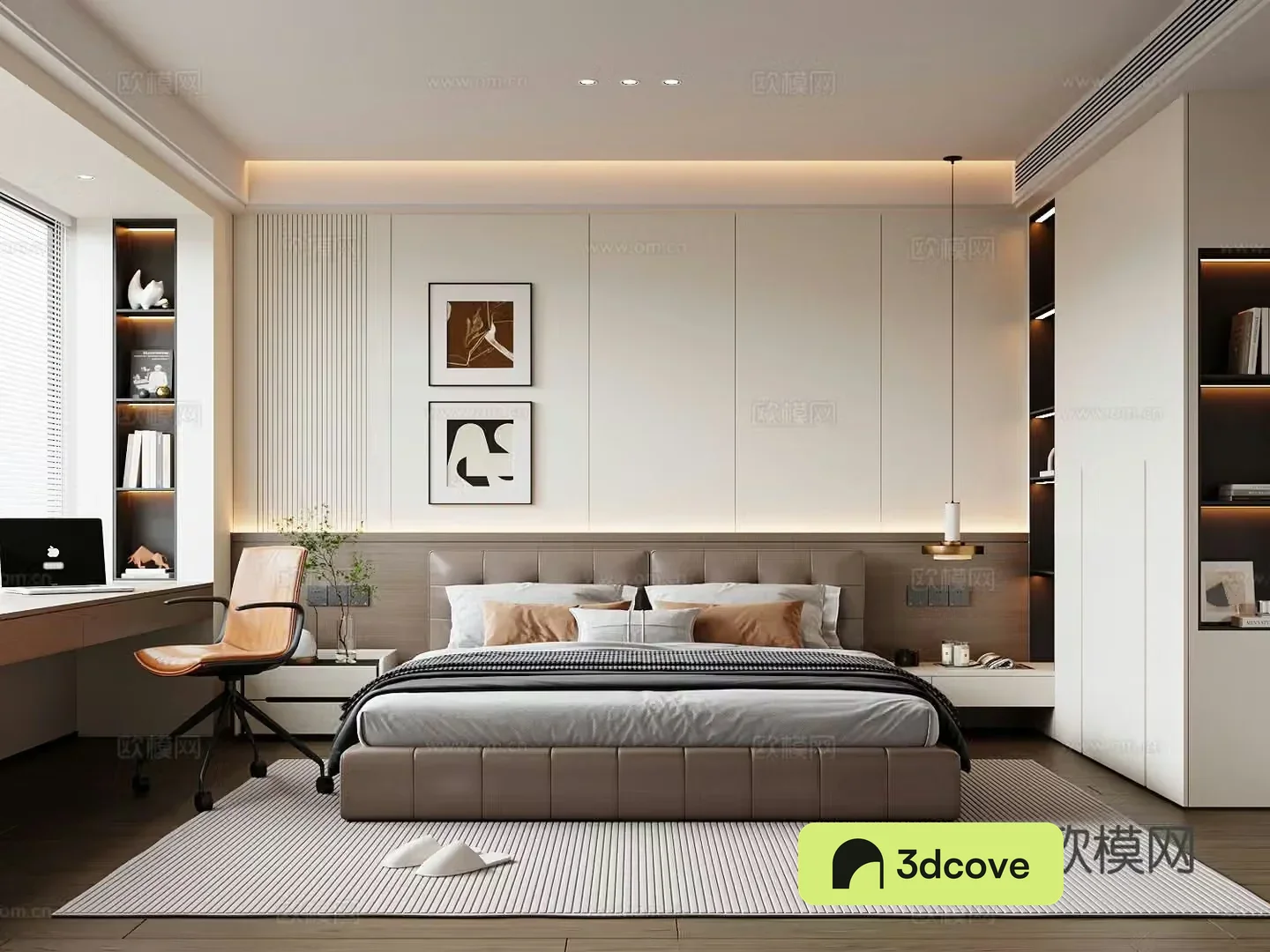 Italian bedroom double bed nightstand