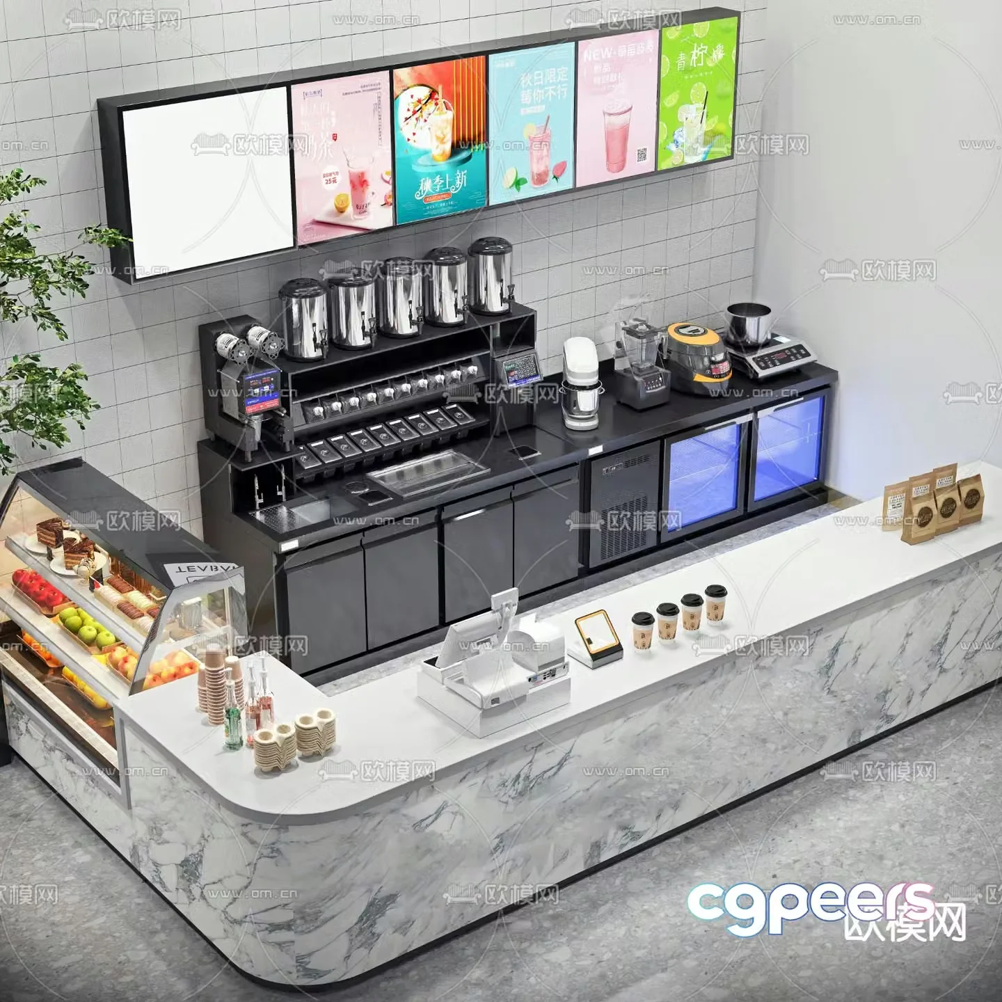 Milk tea shop workbench 3D model