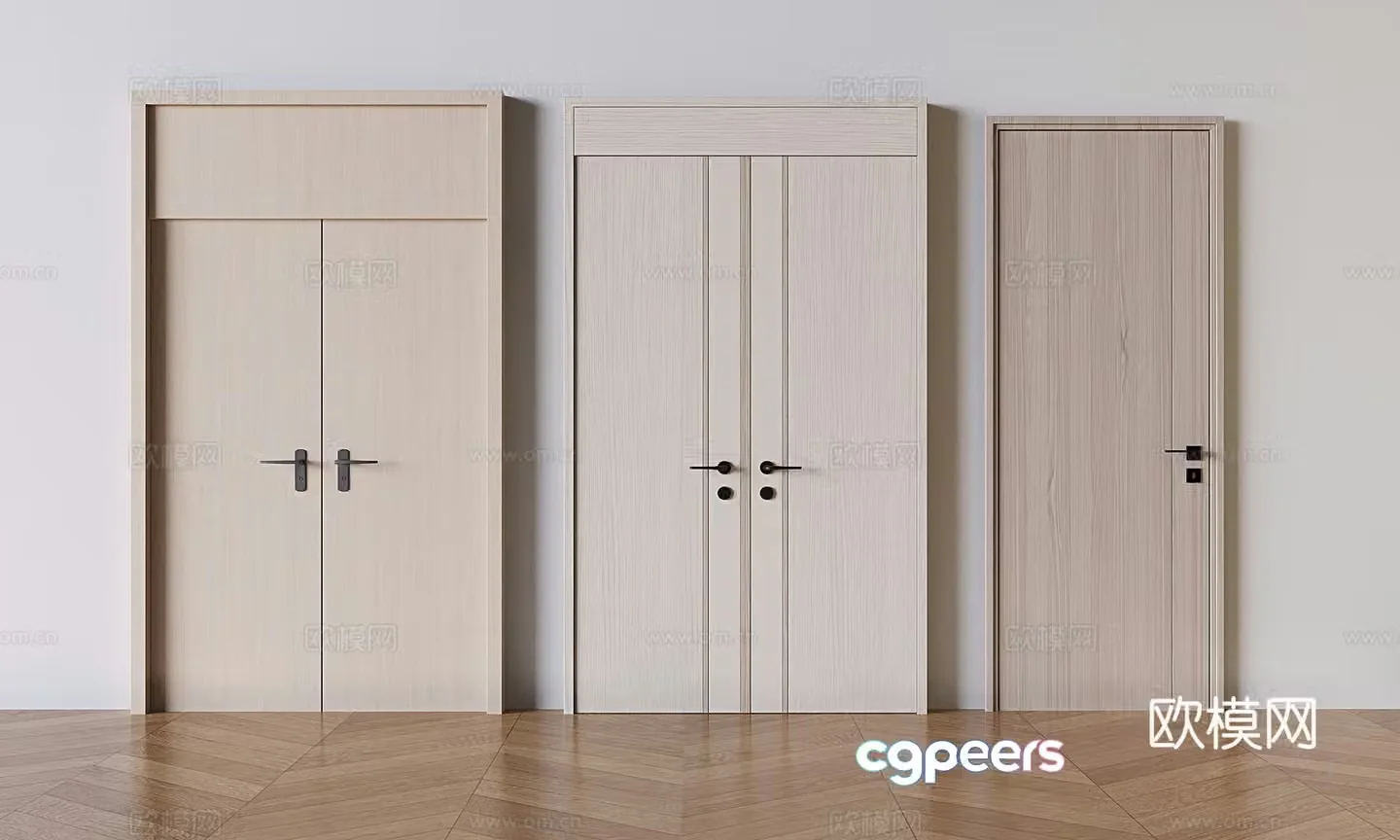 Modern double door side door single door swing door 3D model