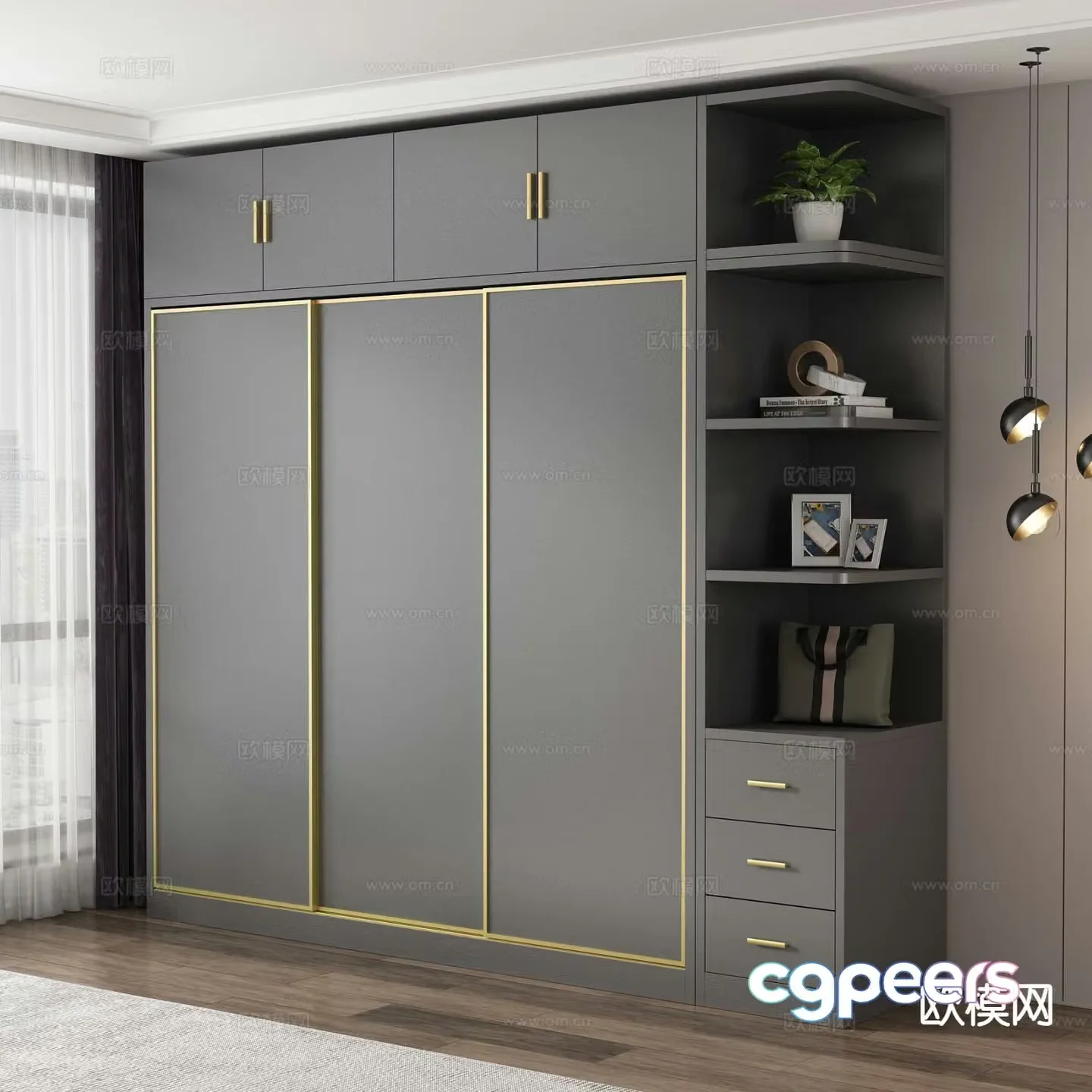 Light luxury wardrobe Wardrobe 3D model