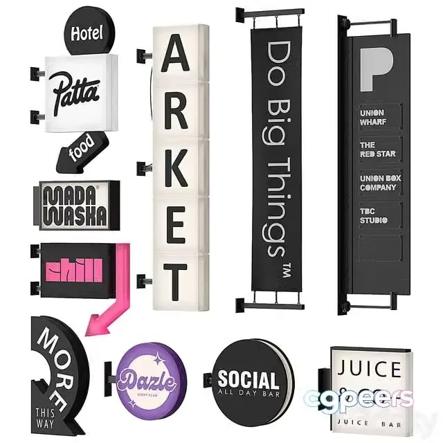 3ds Max Free – Set of 10 facade console signs