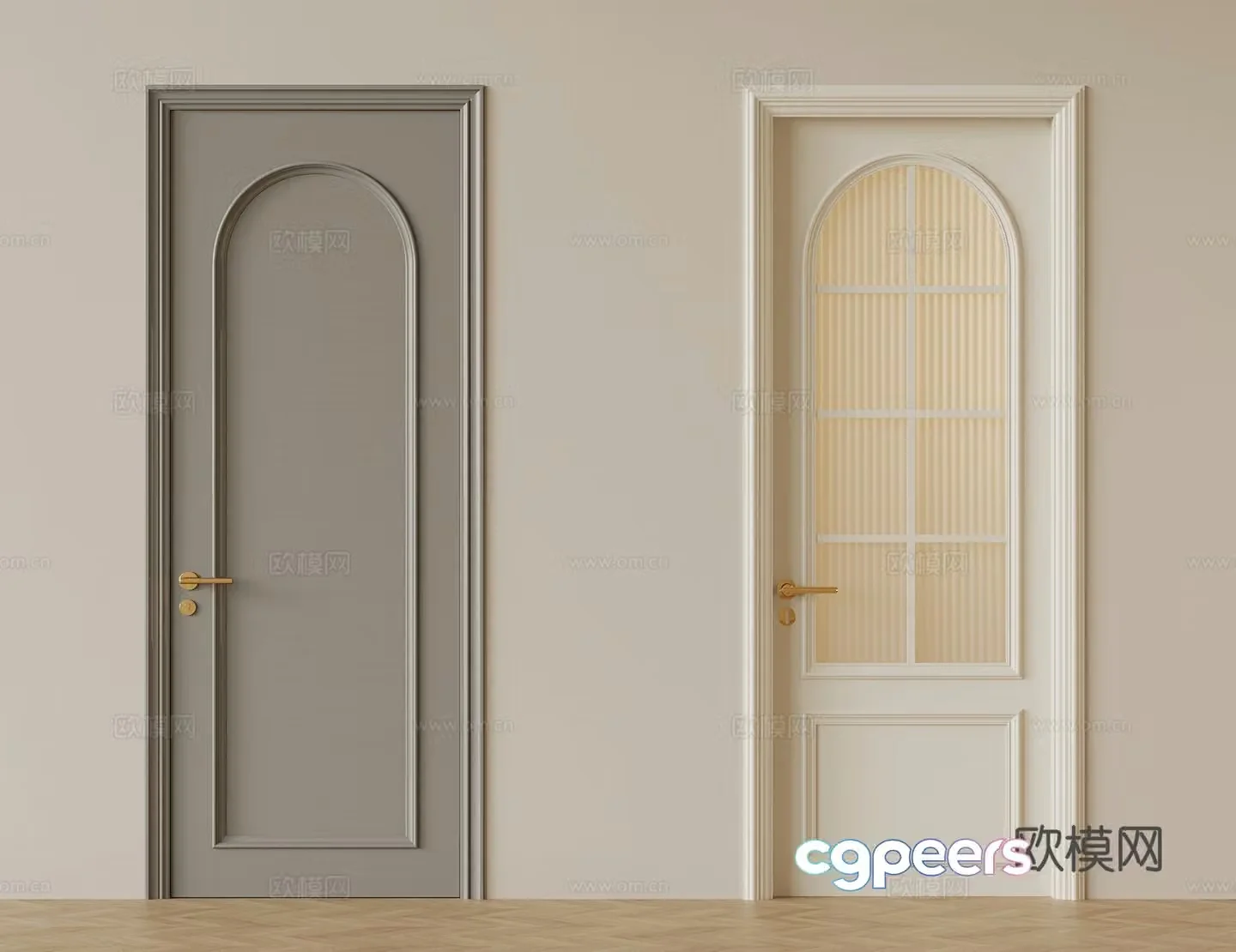 French cream single door 3D model