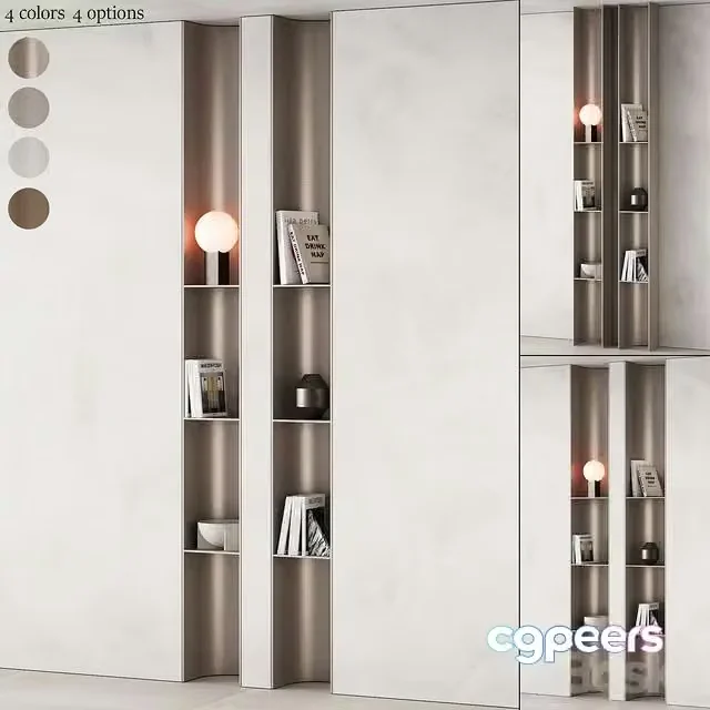 3ds Max Free – 416 bookcase and rack 09 halfround semicircle arc modular shelfs 02