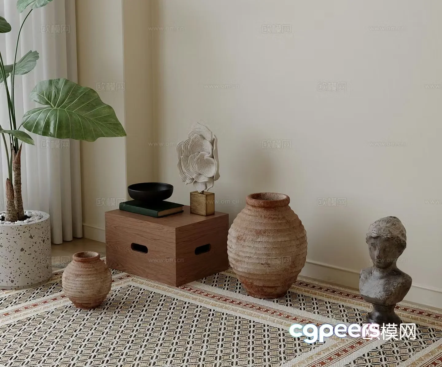 Wabi-sabi pottery bottle ceramic vessel 3d model