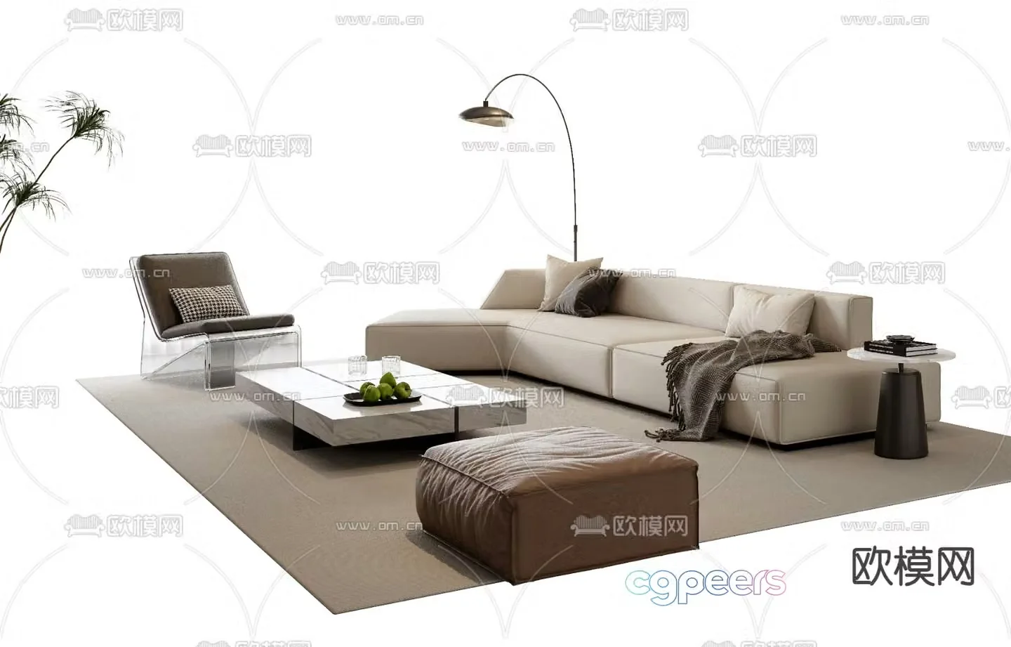 Modern sofa set 3d model