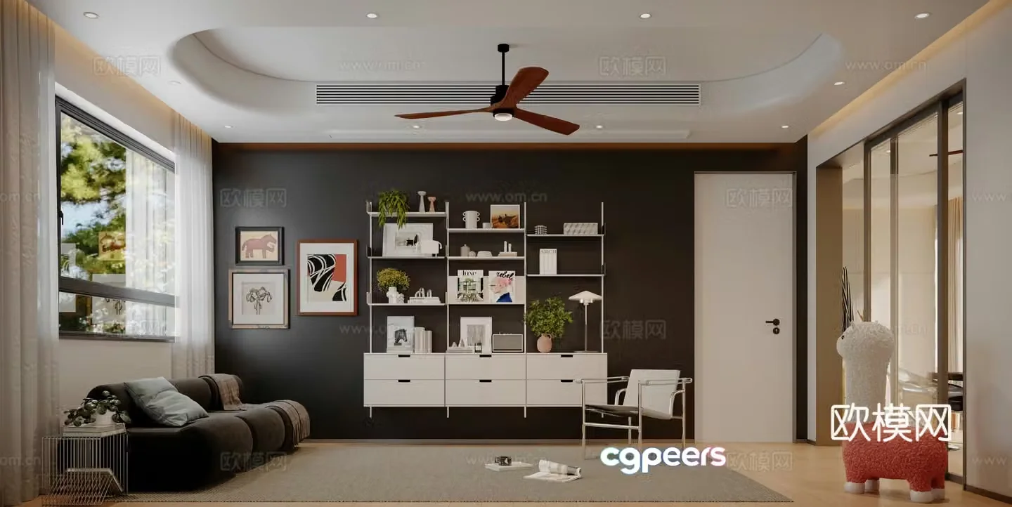 Modern study reading area 3D model