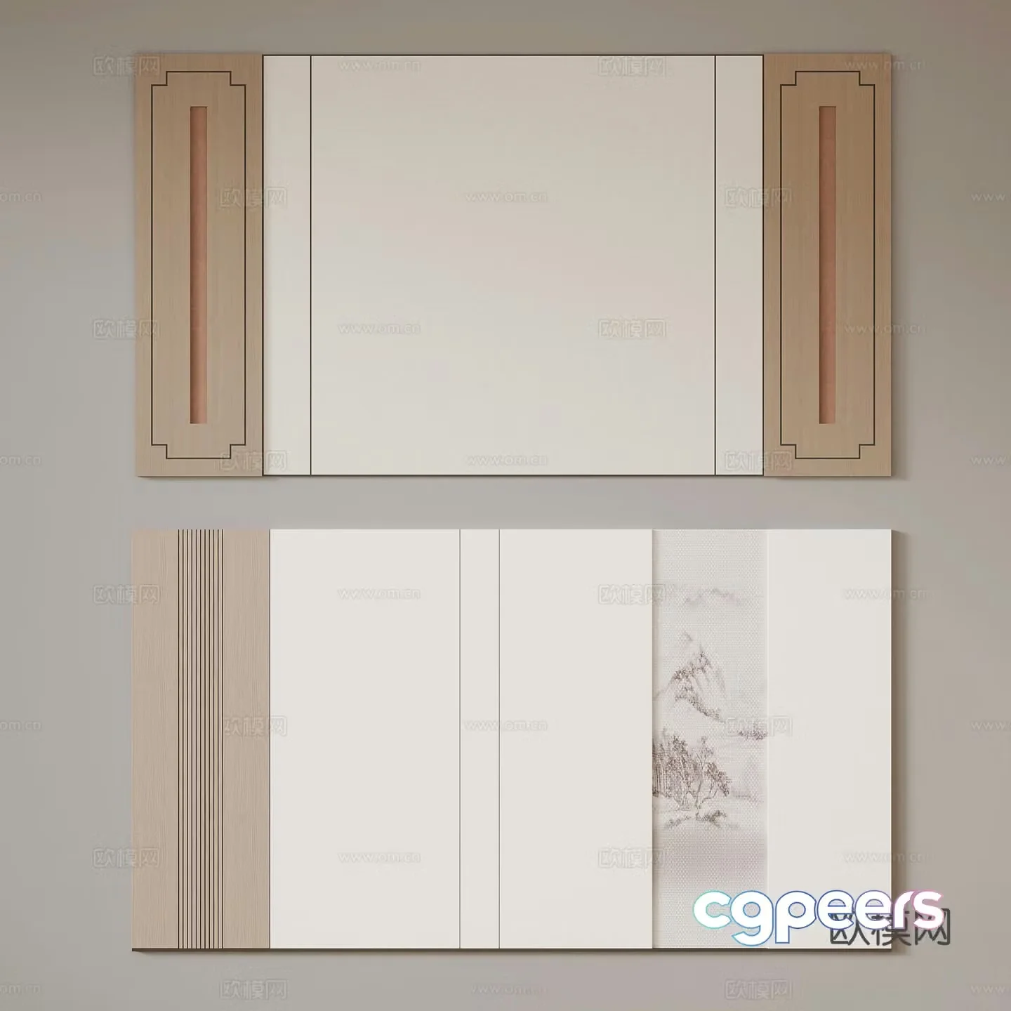 New Chinese style background wall 3d model
