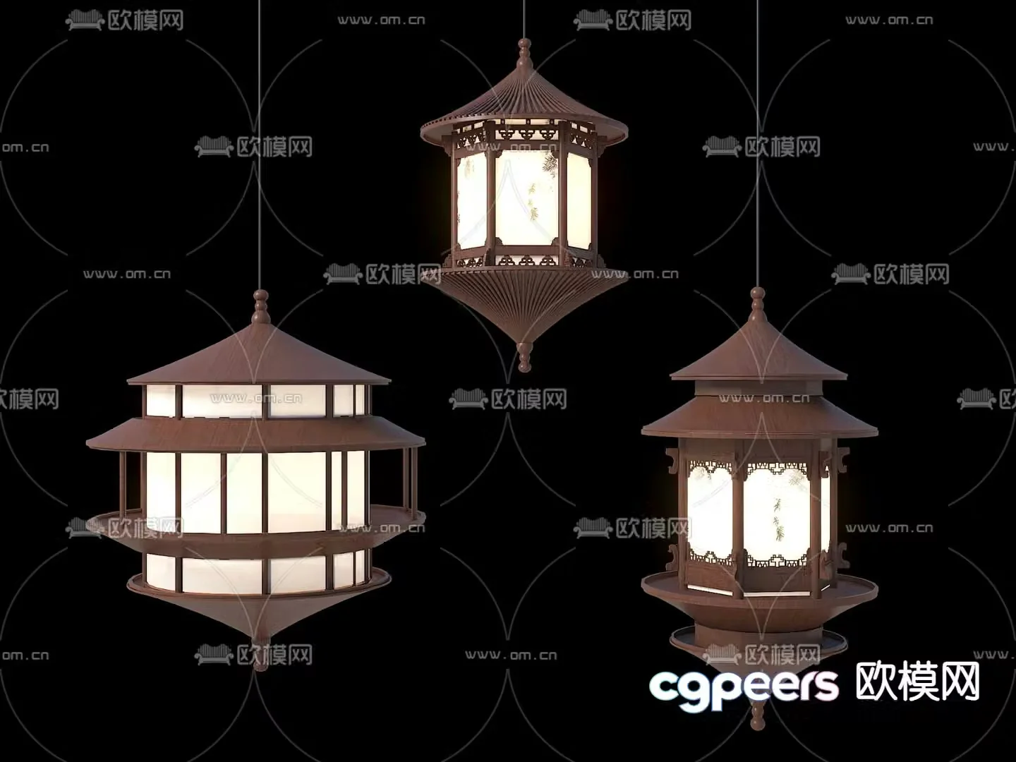Chinese chandelier Pavilion chandelier 3d model