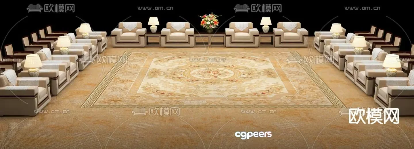 New Chinese style sofa conference sofa VIP sofa 3d model
